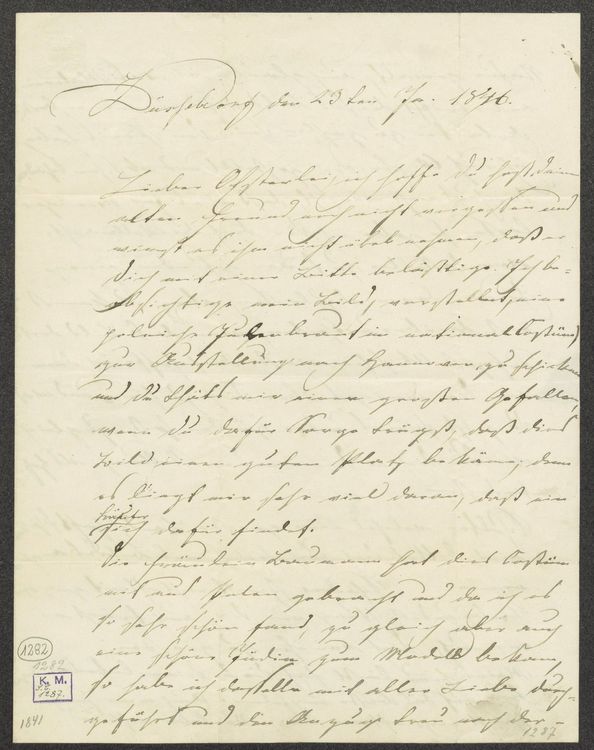 Brief an Prof. Carl Oesterley