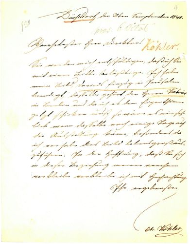 Brief an Wilhelm von Schadow